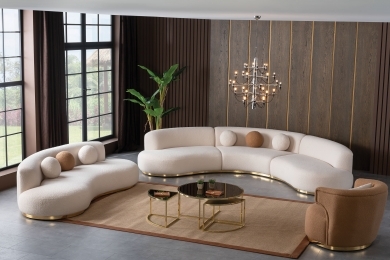 ROSE C KOLTUK TAKIMI (C-3 MODÜLLÜ+3+1+PUF) - BUKLE BEJ