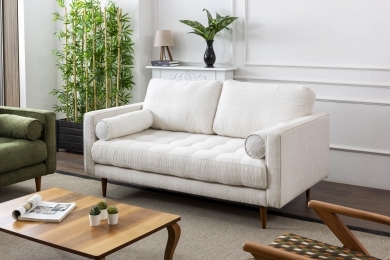 RETRO 2'Lİ KANEPE - KETEN KREM