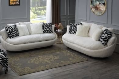 LOCA 3'LÜ KANEPE - EKRU KADİFE