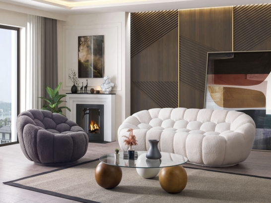 BOUBBLE  PETEK TEDY 3'LÜ KANEPE - KREM