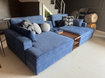 LOVESEAT LUX KANEPE - MP3 SİSTEMİ VE TEPSİ SEHPALI (ŞÖNİL MAVİ)