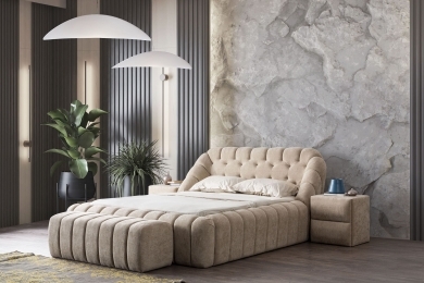 JUMBO PETEK KARYOLA BAZALI + 2 KOMODİN + BENÇ - VİZON