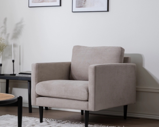 STELLO RETRO TEKLİ KOLTUK - FİTİLLİ KADİFE VİZON