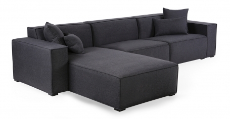 ZEN DİNLENMELİ L KÖŞE TAKIMI - SIRT EĞİMLİ - KETEN SİYAH