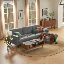 RETRO L KÖŞE KOLTUK - KETEN ANTRASİT