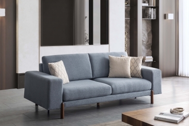 FİESTA 3'LÜ KANEPE - MAVİ (CEVİZ)