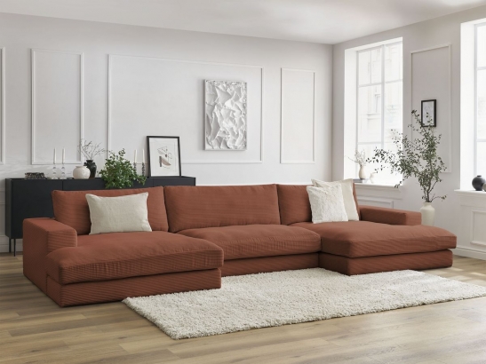LOVESEAT XL SİNEMA U KÖŞE KOLTUK - İNCE FİTİLLİ KADİFE (400*170CM)