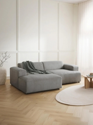 MELA 2 MODÜLLÜ L KOLTUK - AÇIK GRİ FİTİLLİ KADİFE