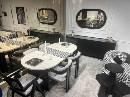 BLACK LİNE YEMEK ODASI TAKIMI - SİYAH EKRU