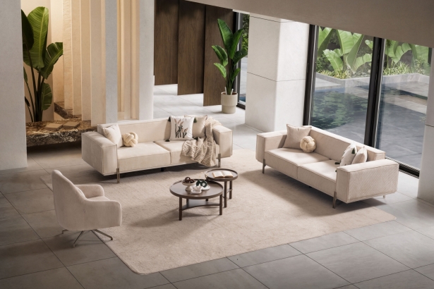 NEW FABİUS KOLTUK TAKIMI (3+3+1 ) KETEN KREM VE FİTİLLİ VİZON