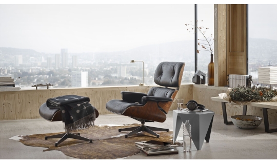 Eames Otto Berjer ve Puf - Siyah