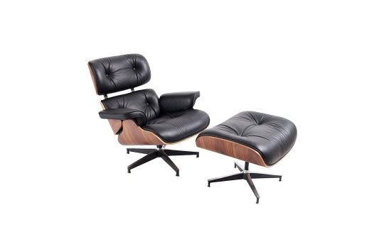 Eames Otto Berjer ve Puf - Siyah